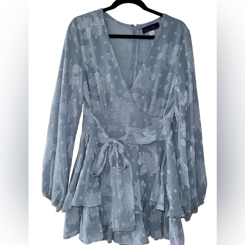 Blue Rain Delicate Floral Patterned Dress